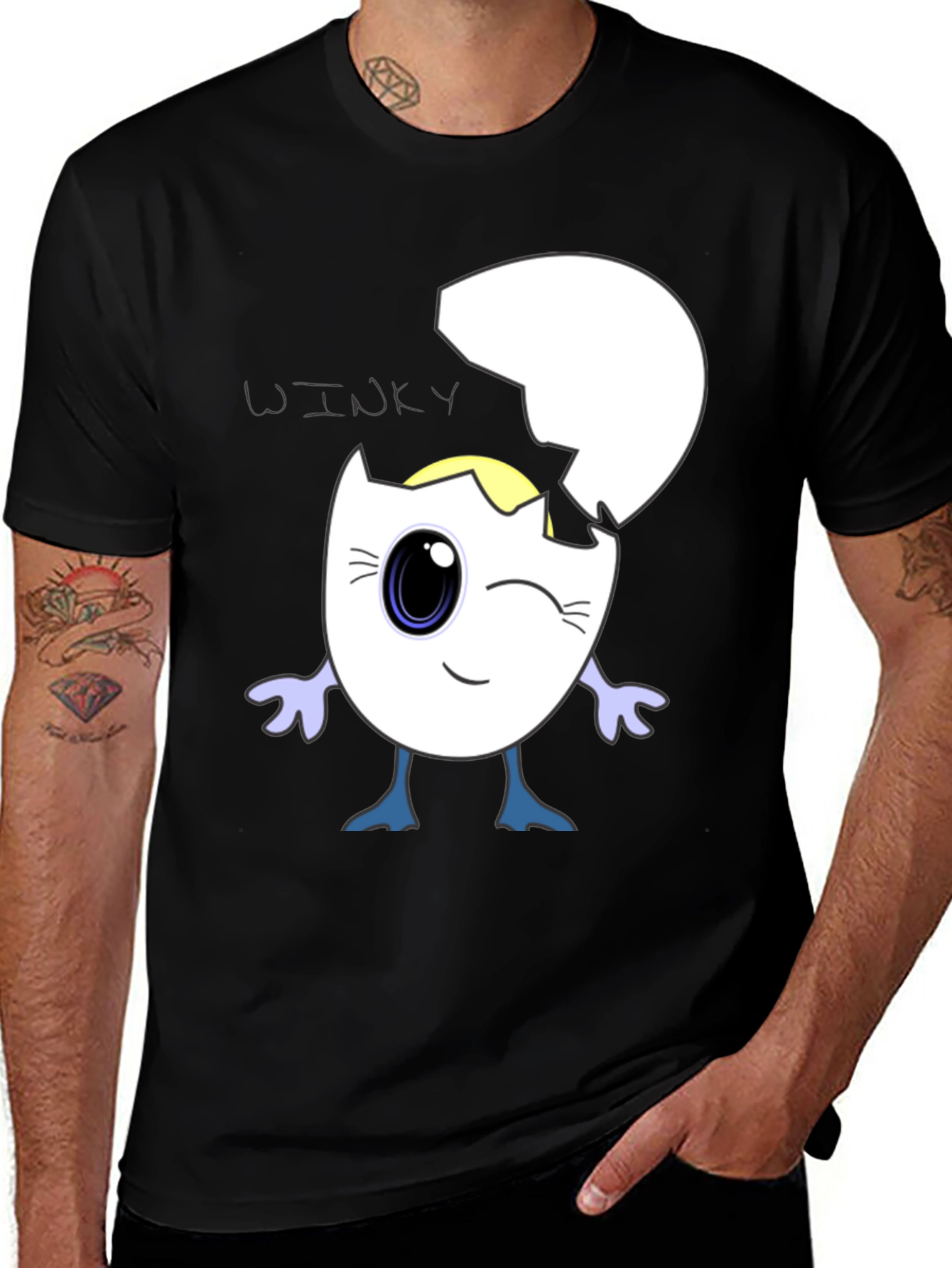 Winky Egg Graphic T-Shirt - Unique Cartoon Design