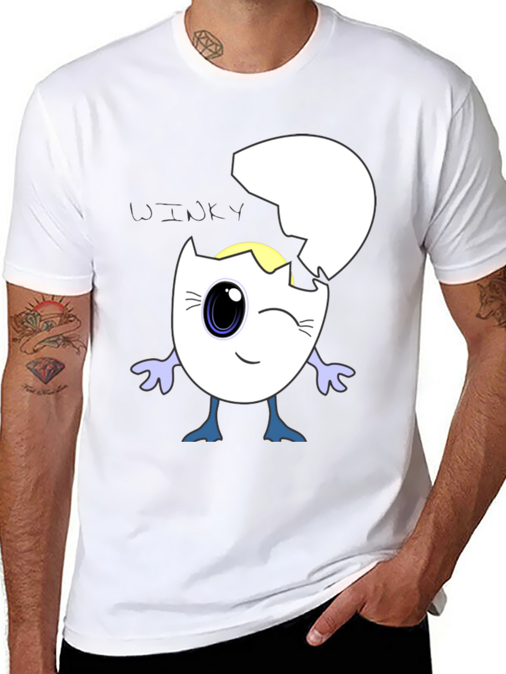 Winky Egg Graphic T-Shirt - Unique Cartoon Design