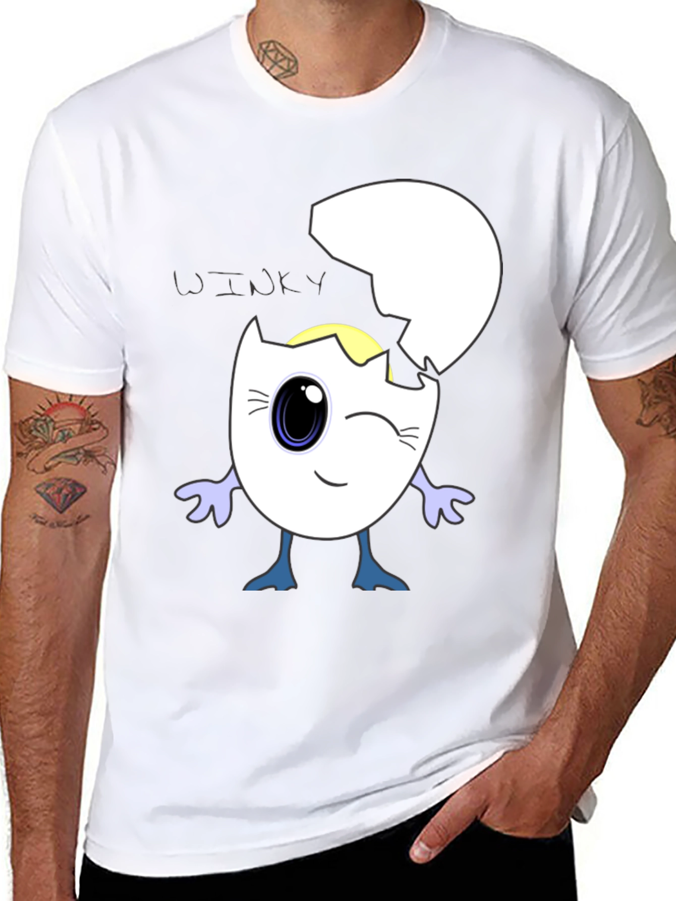 Winky Egg Graphic T-Shirt - Unique Cartoon Design
