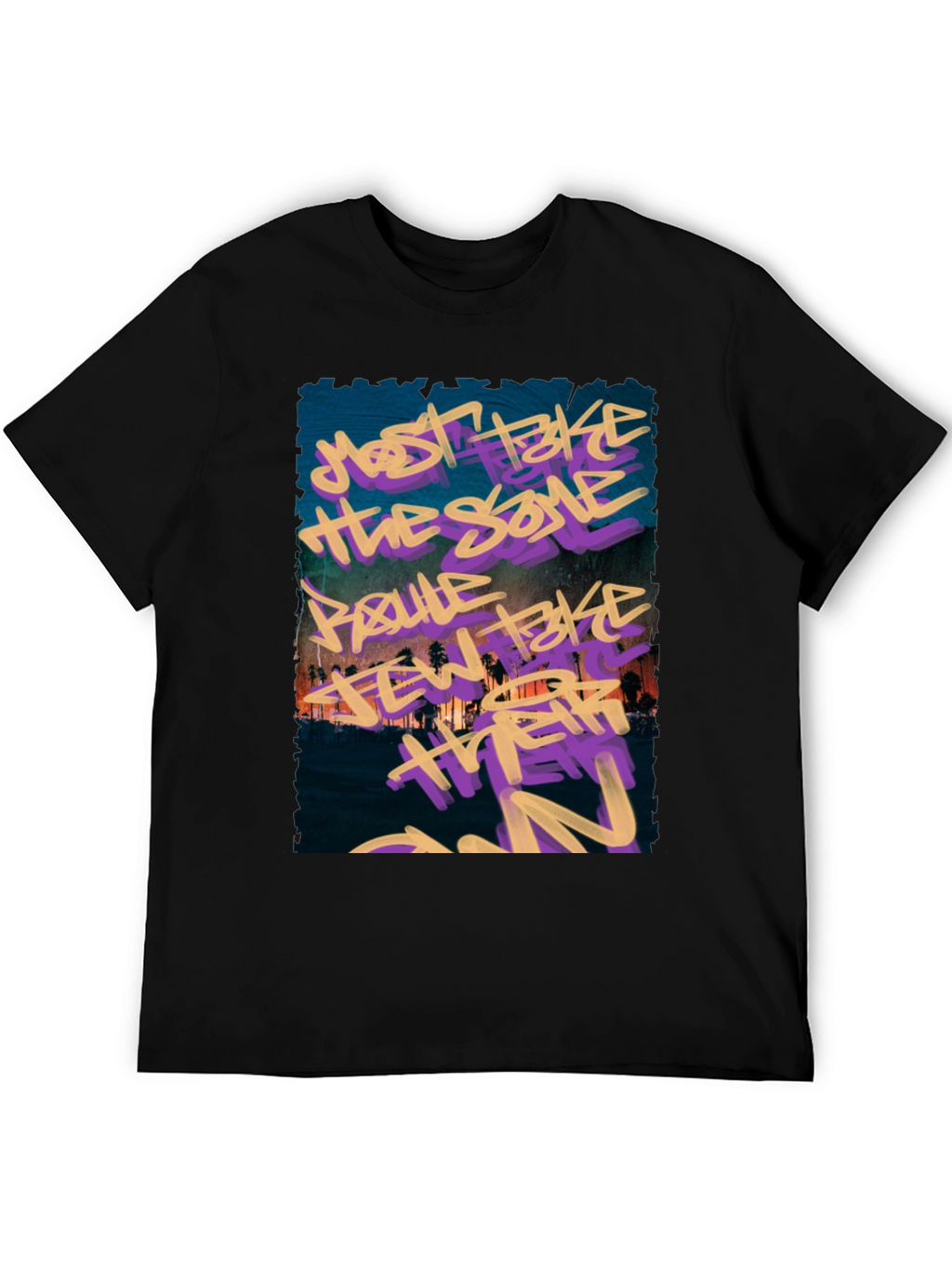 Graffiti Graphic Black Crew Neck T-Shirt