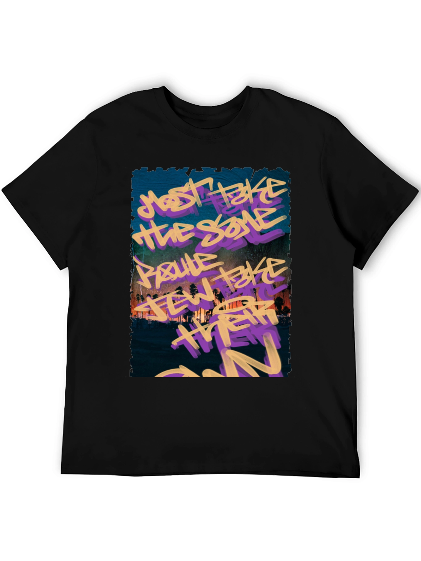 Graffiti Graphic Black Crew Neck T-Shirt