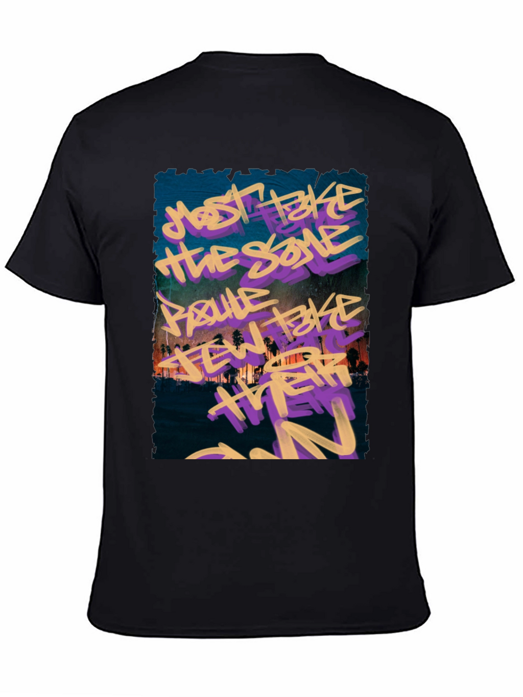 Graffiti Graphic Black Crew Neck T-Shirt
