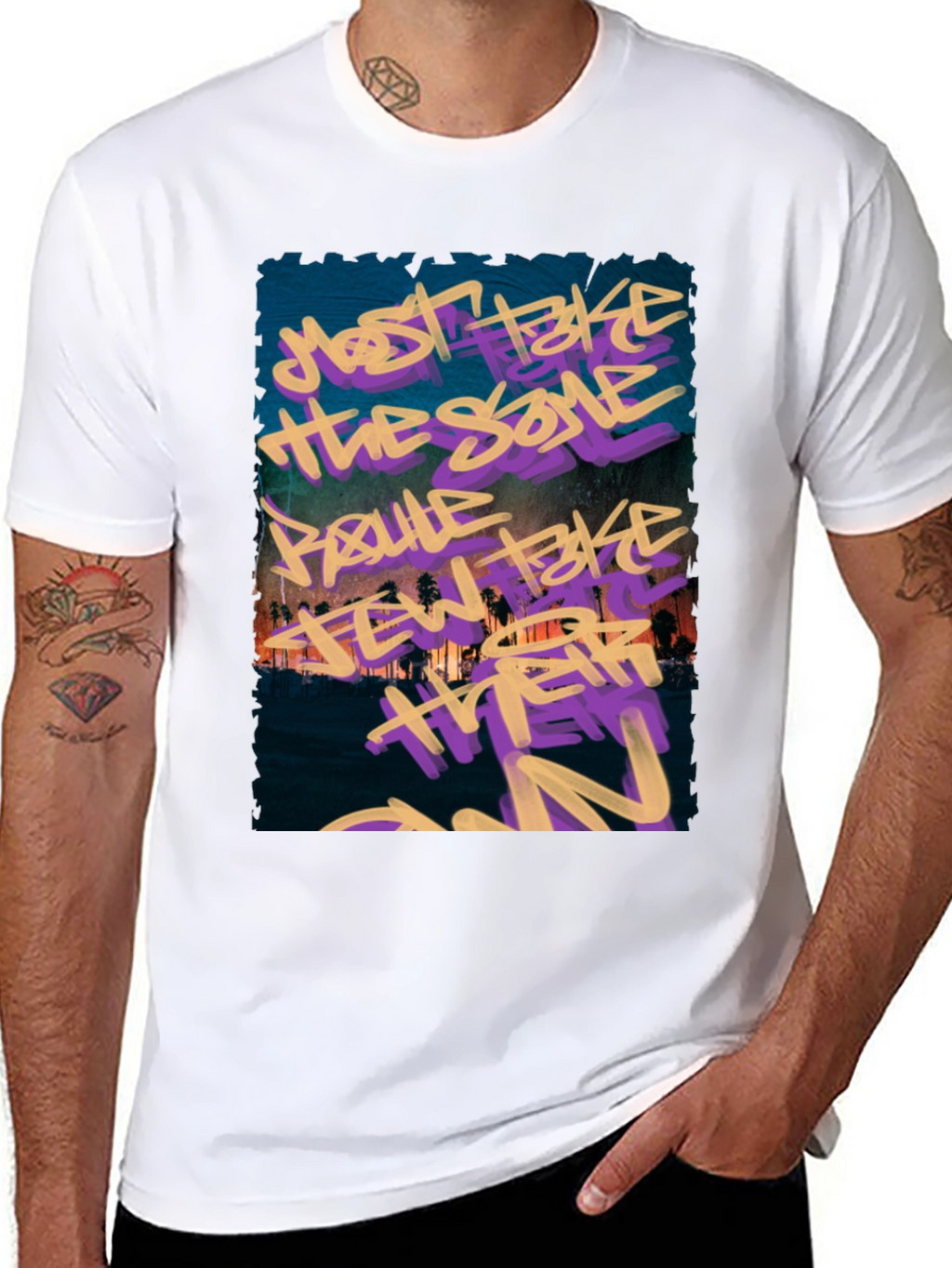 Graffiti Graphic Black Crew Neck T-Shirt