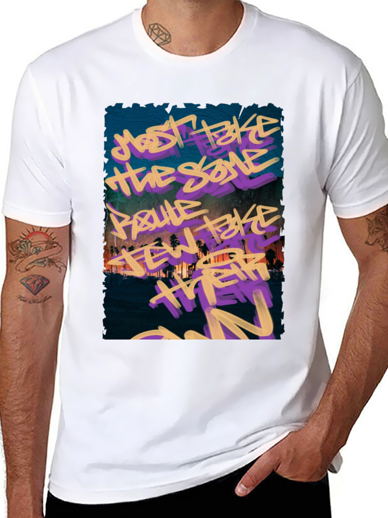 Graffiti Graphic Black Crew Neck T-Shirt