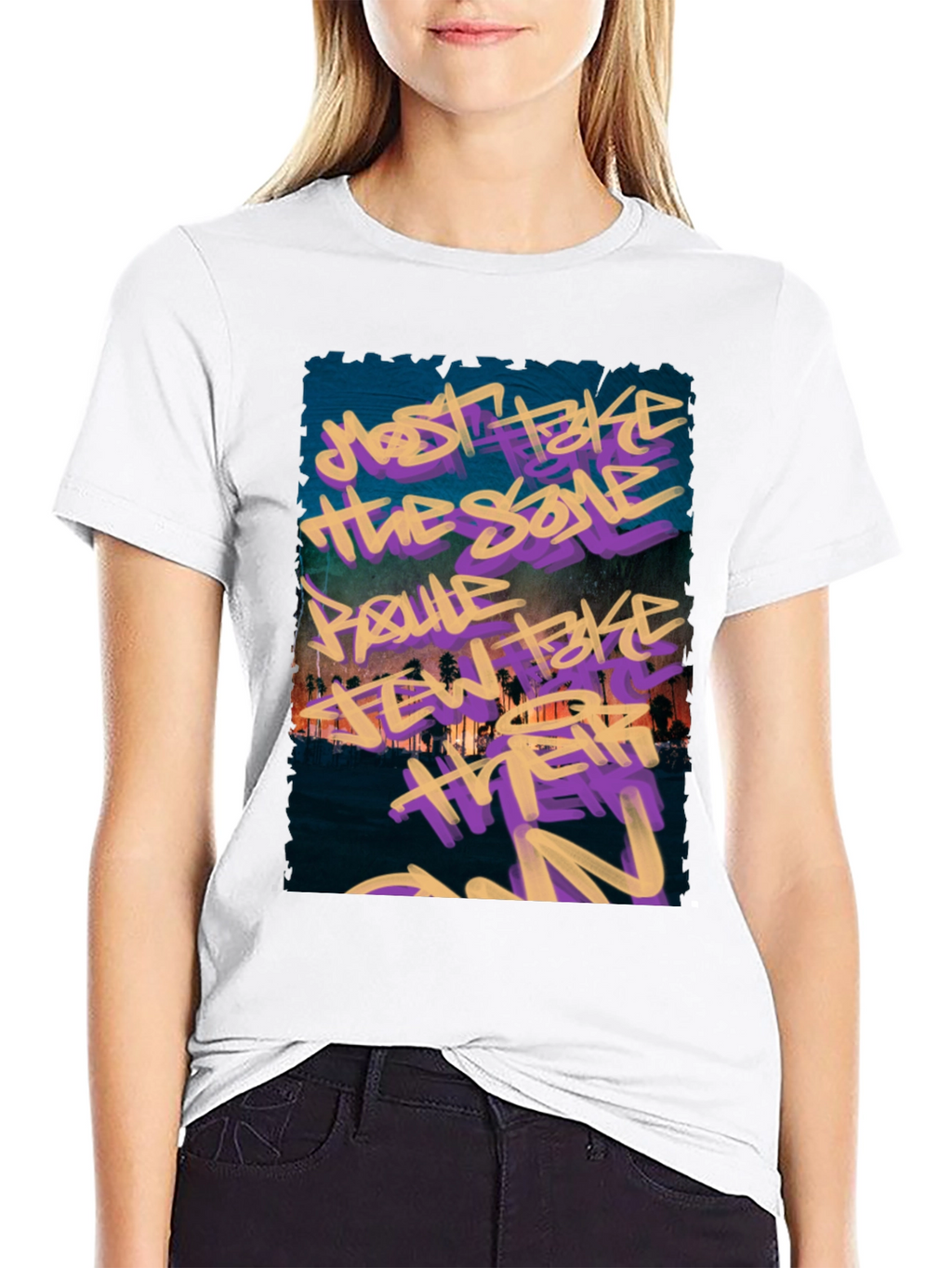 Graffiti Graphic Black Crew Neck T-Shirt
