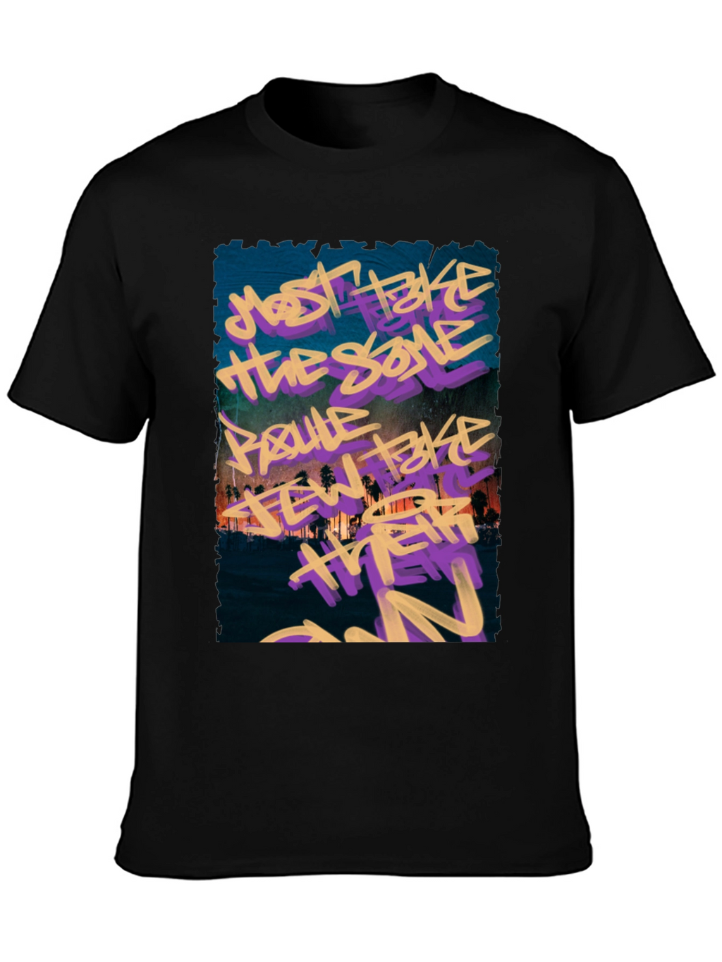 Graffiti Graphic Black Crew Neck T-Shirt