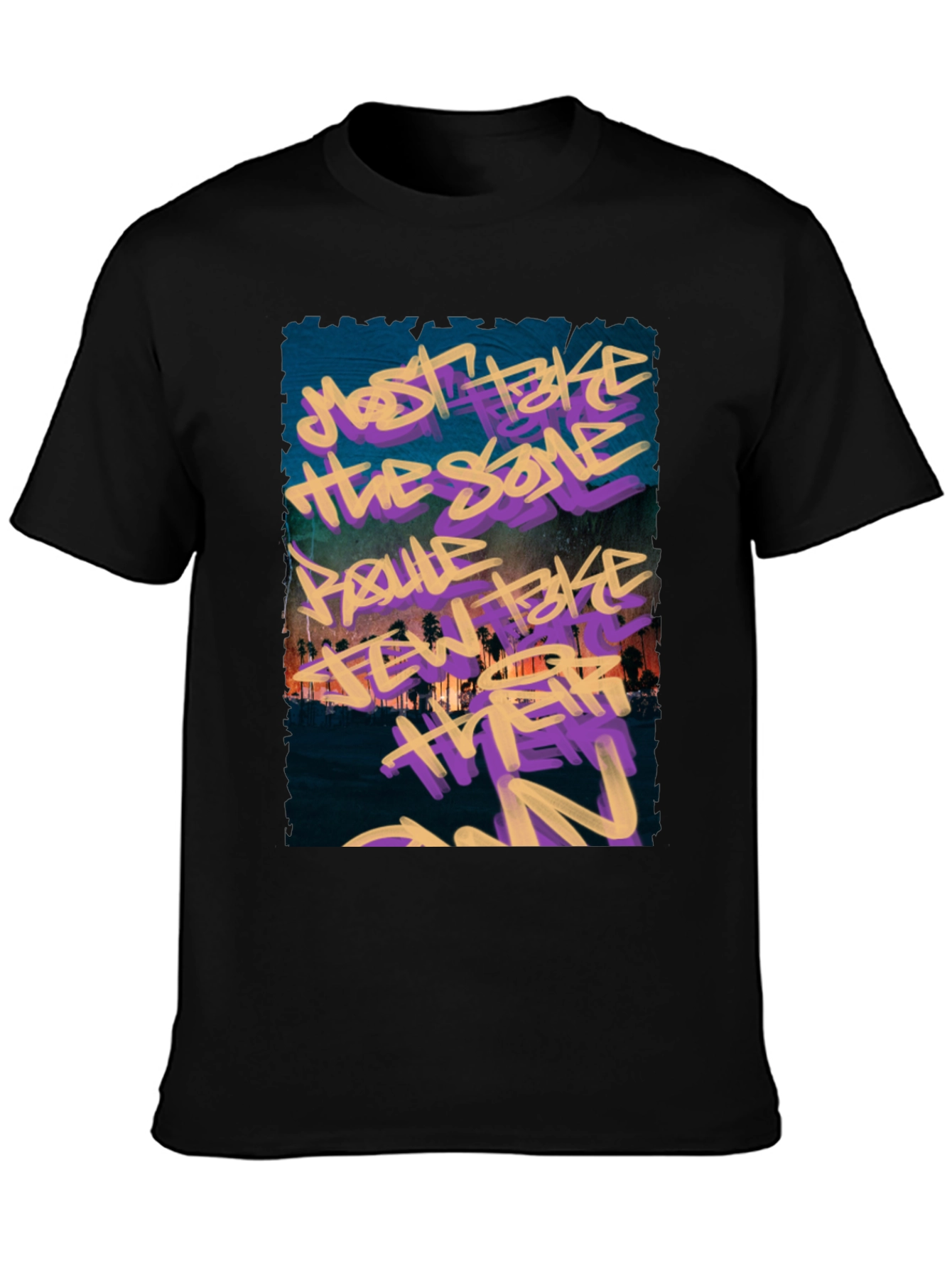 Graffiti Graphic Black Crew Neck T-Shirt