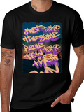 Graffiti Graphic Black Crew Neck T-Shirt
