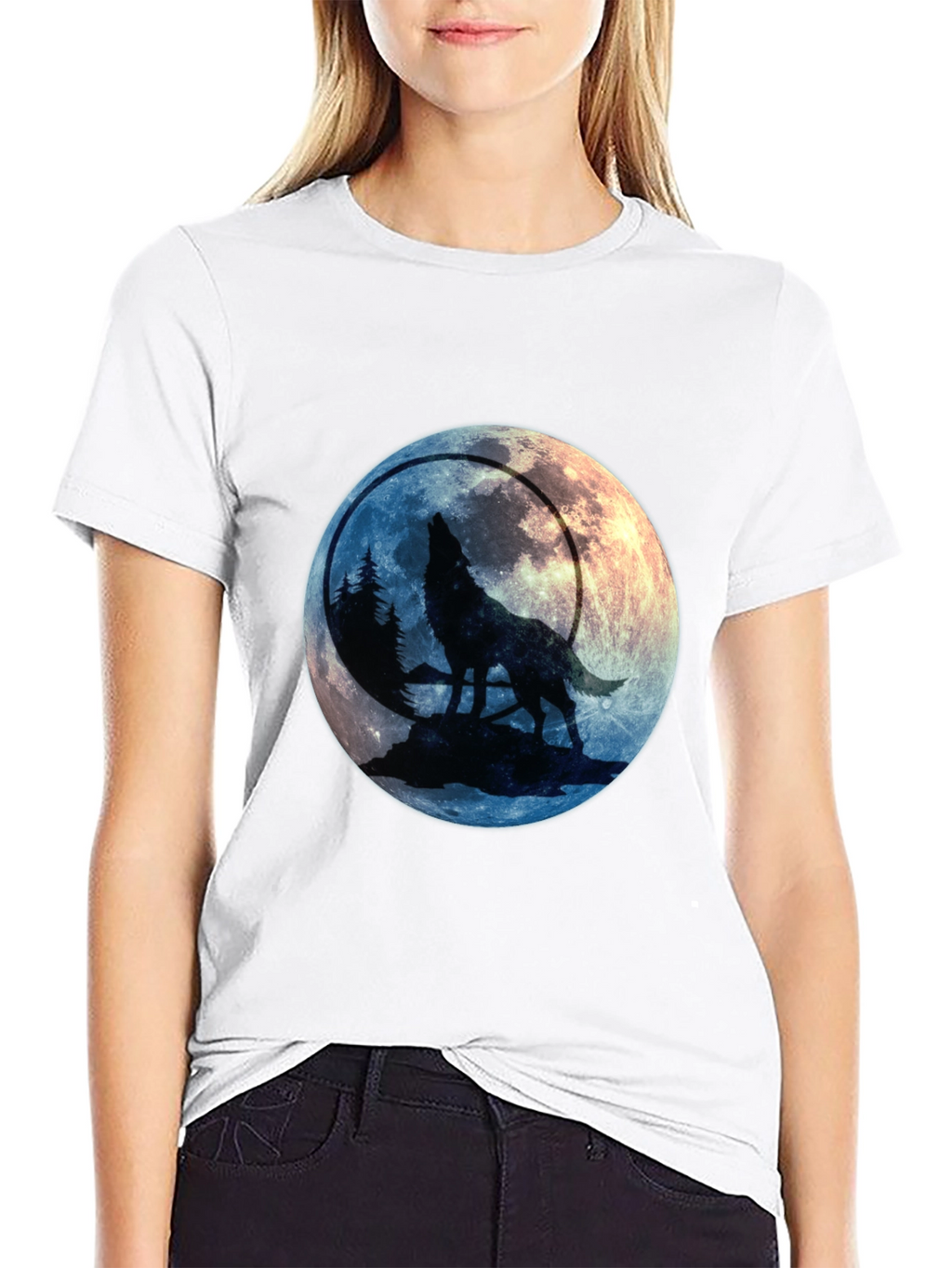 Wolf Howling at Moon Graphic Tee
