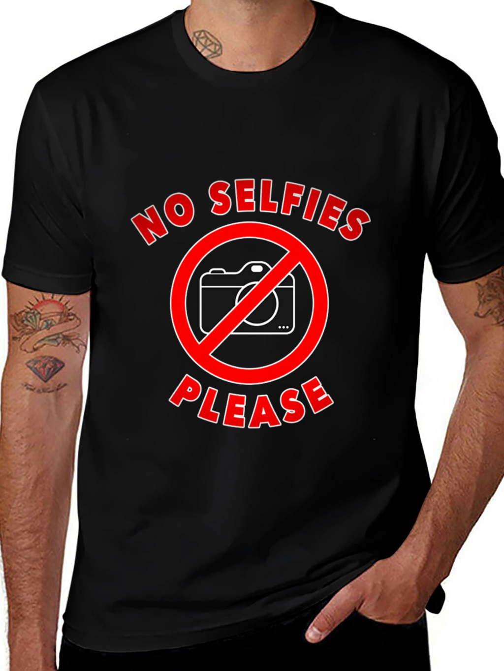 No Selfies Please T-Shirt - Funny Graphic Tee