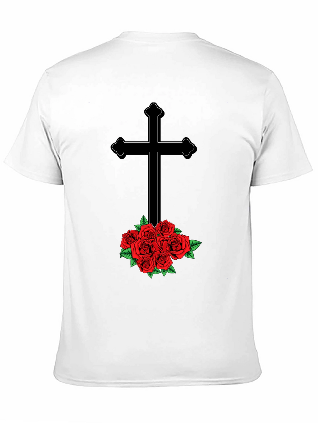 Cross and Roses Graphic Tee - Mens Black T-Shirt