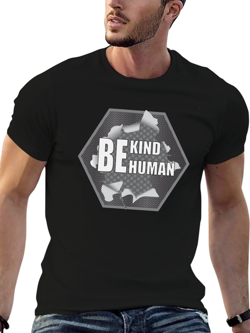 Be Kind Human Graphic T-Shirt - Black