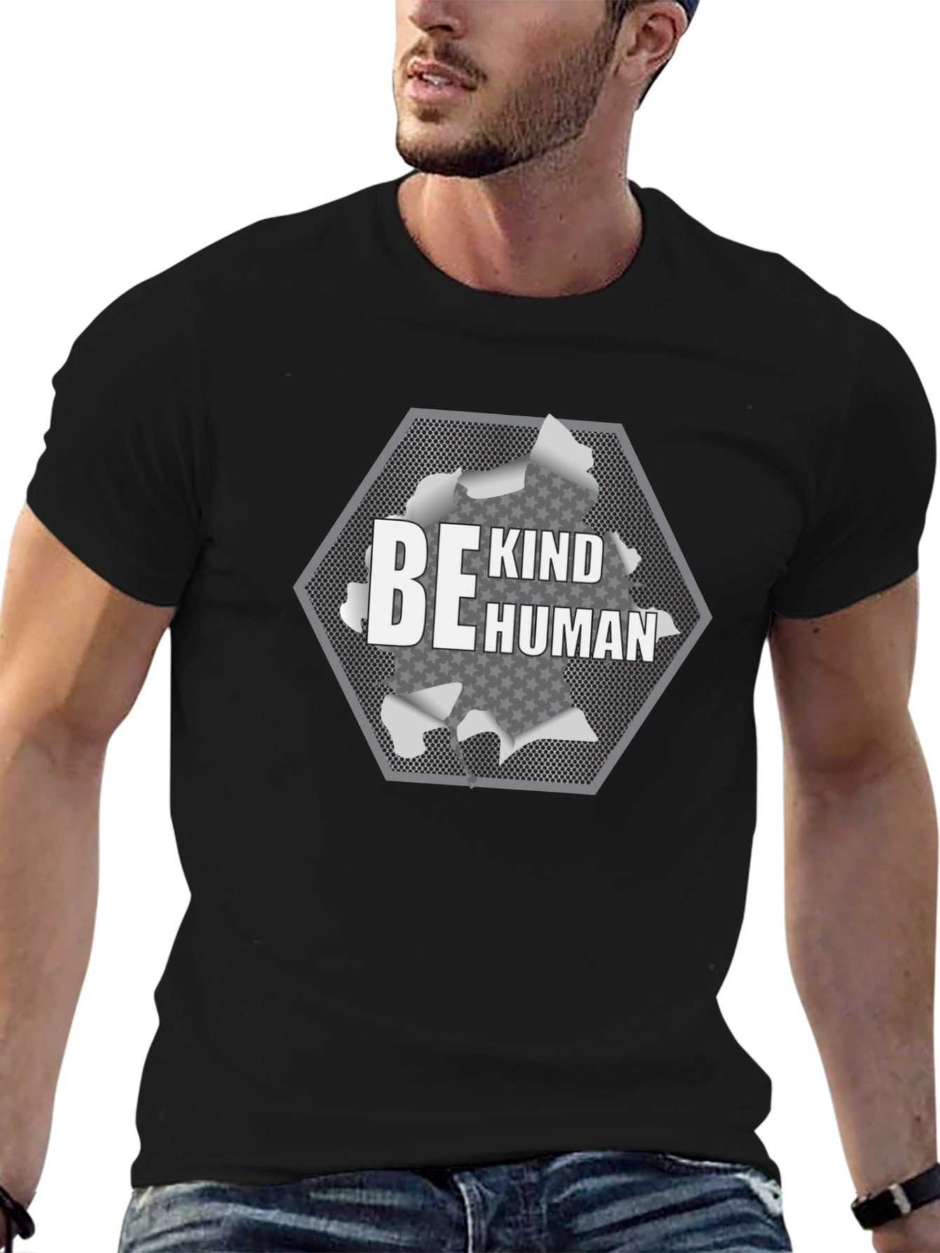 Be Kind Human Graphic T-Shirt - Black