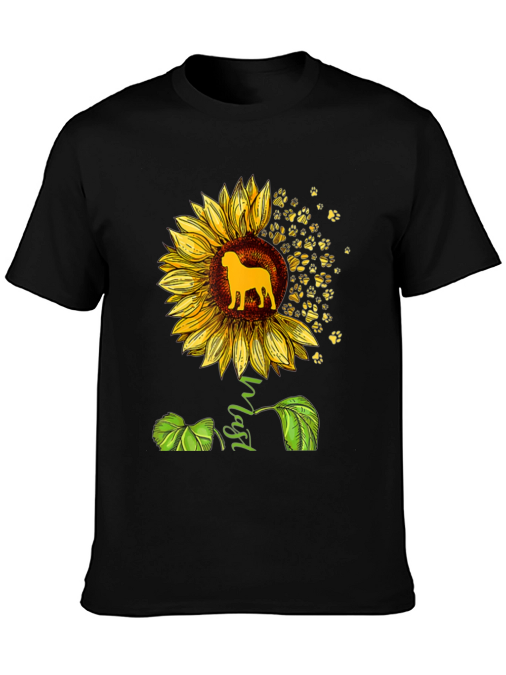 Sunflower Dog Lover Black T-Shirt