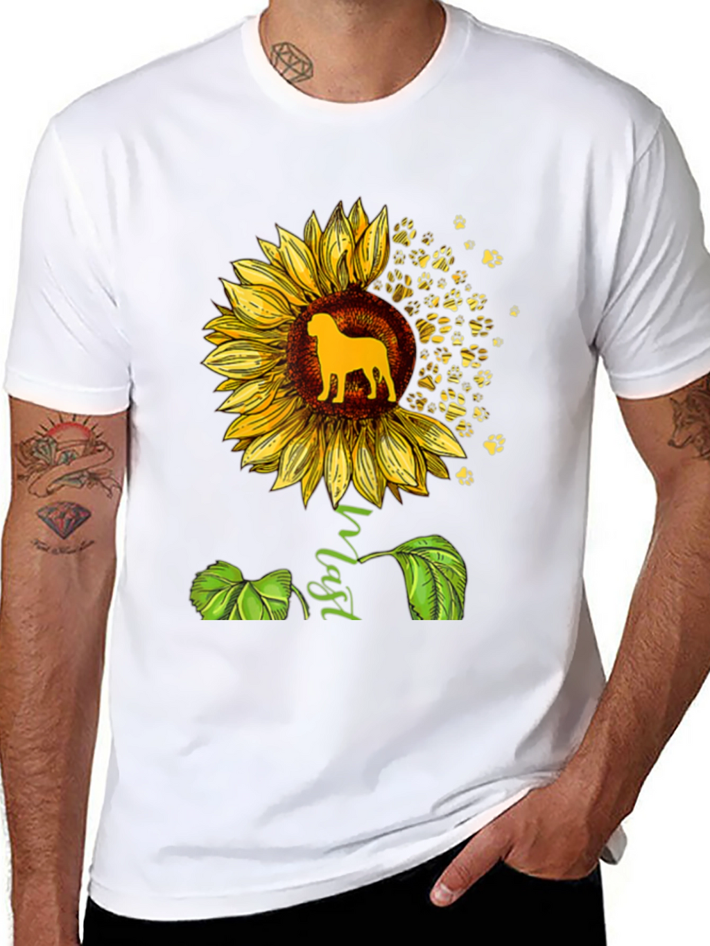Sunflower Dog Lover Black T-Shirt