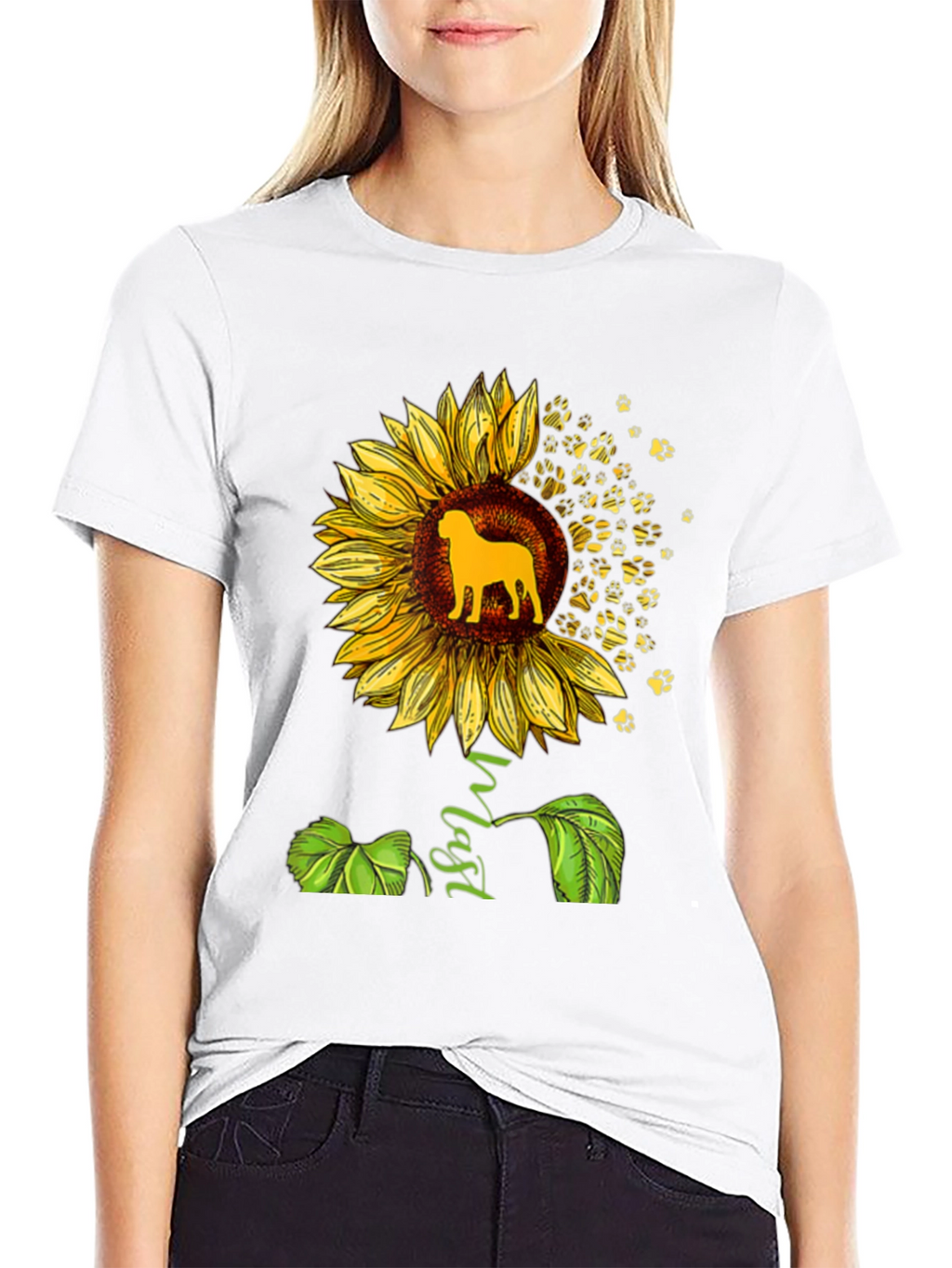 Sunflower Dog Lover Black T-Shirt