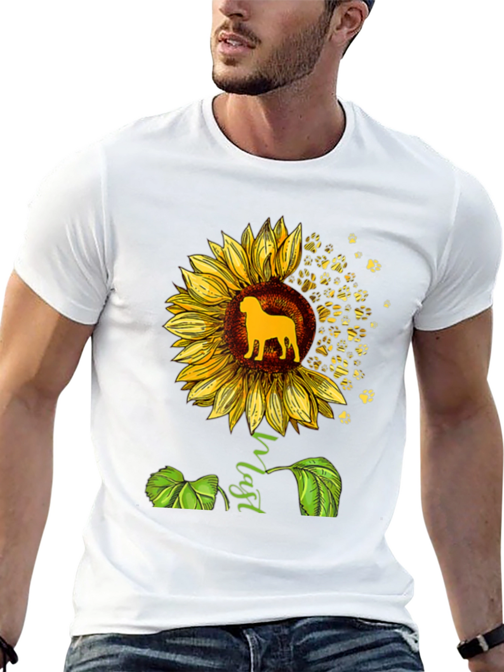 Sunflower Dog Lover Black T-Shirt