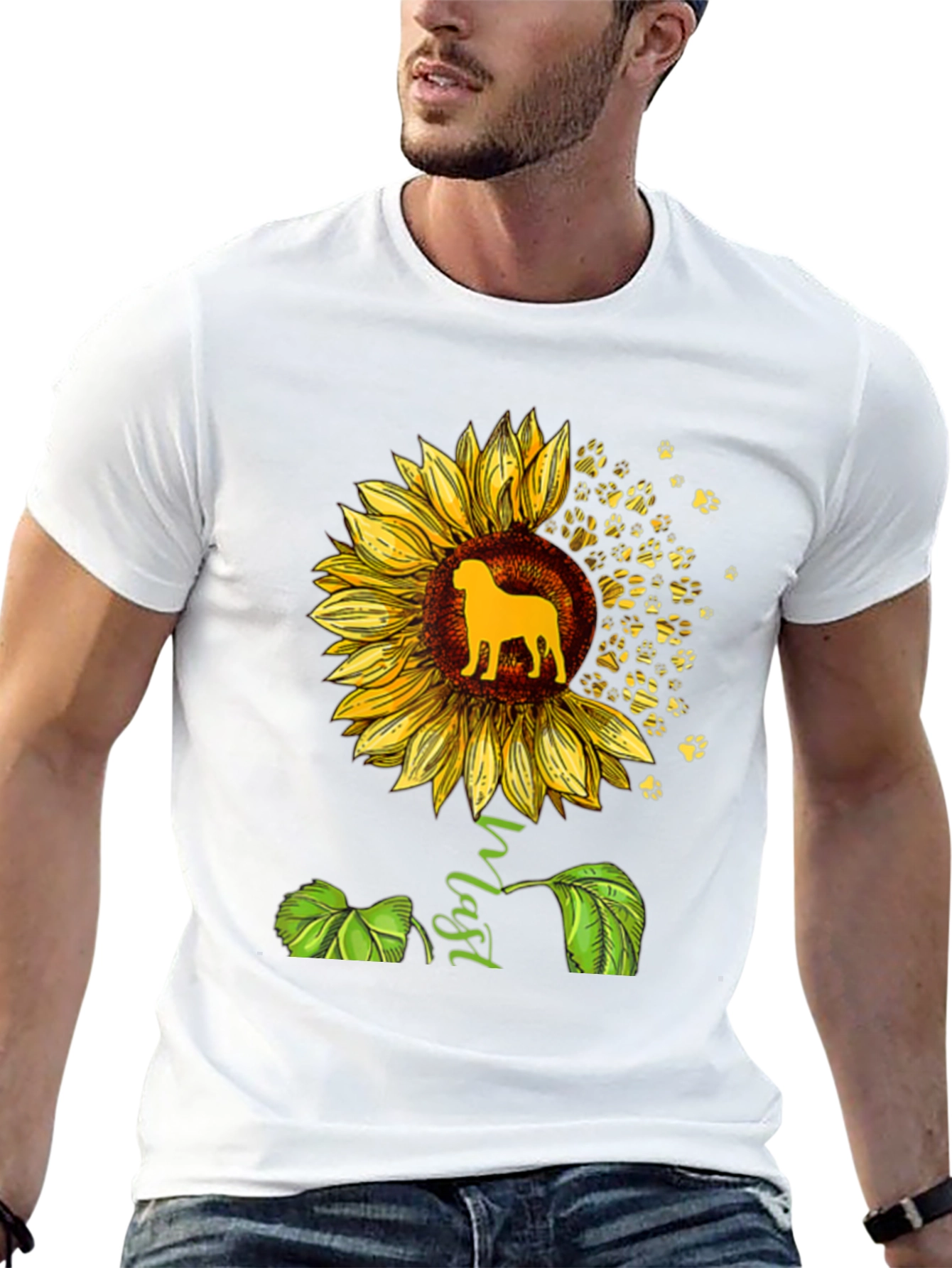 Sunflower Dog Lover Black T-Shirt