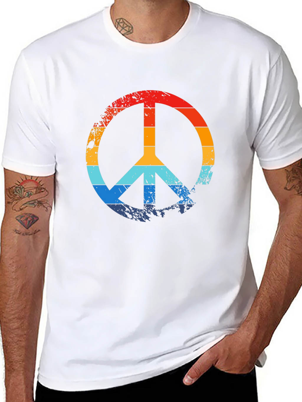 Retro Peace Sign Black Graphic T-Shirt