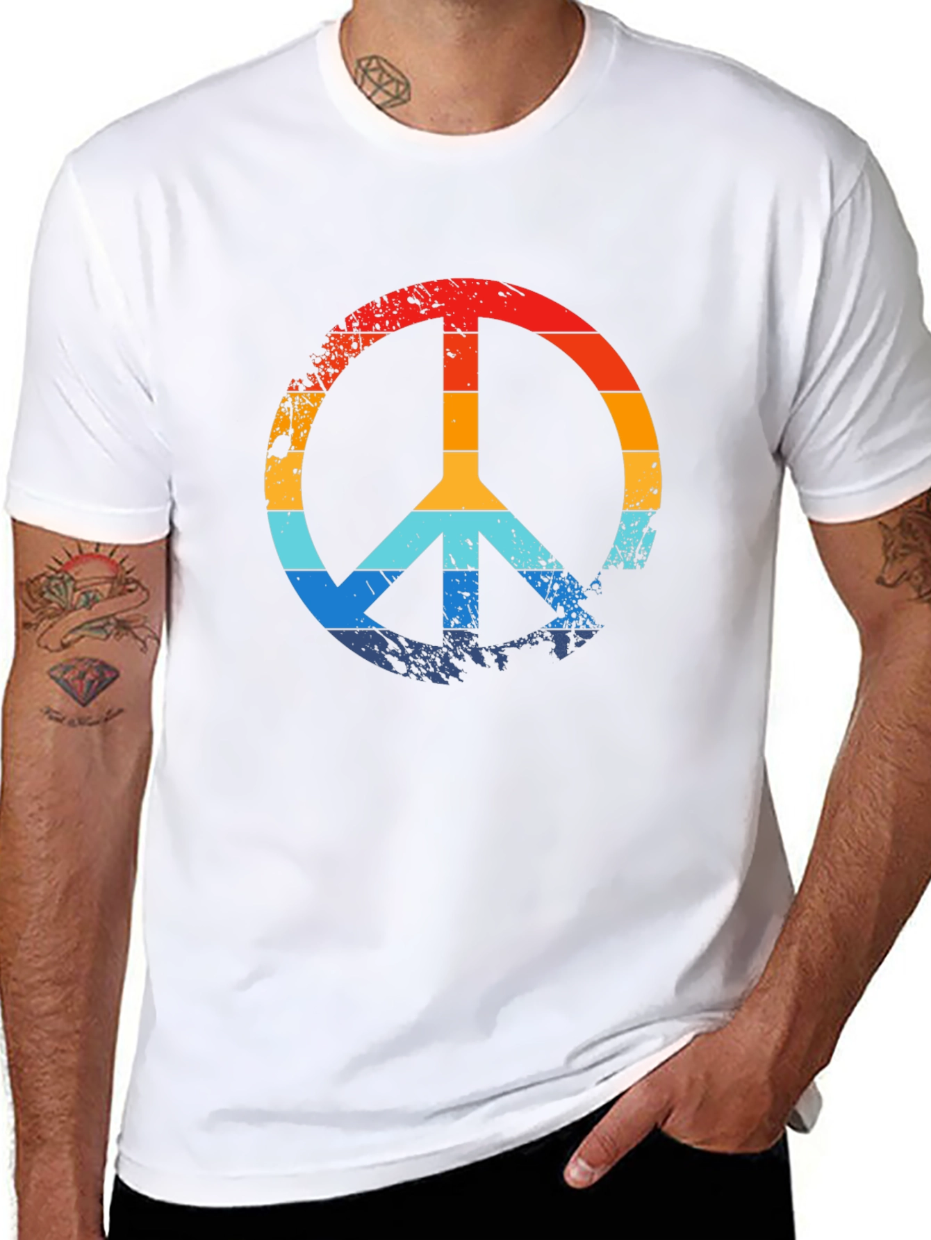 Retro Peace Sign Black Graphic T-Shirt