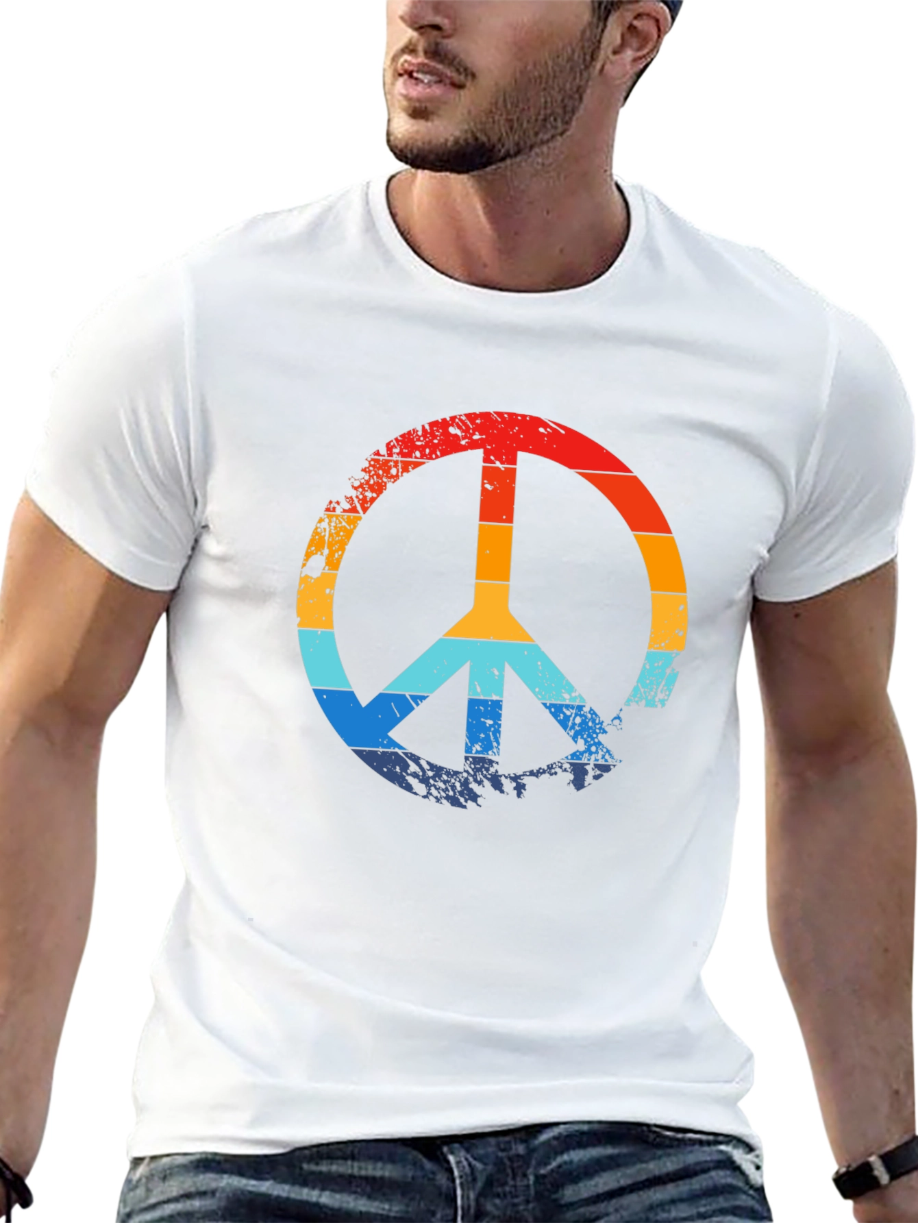 Retro Peace Sign Black Graphic T-Shirt