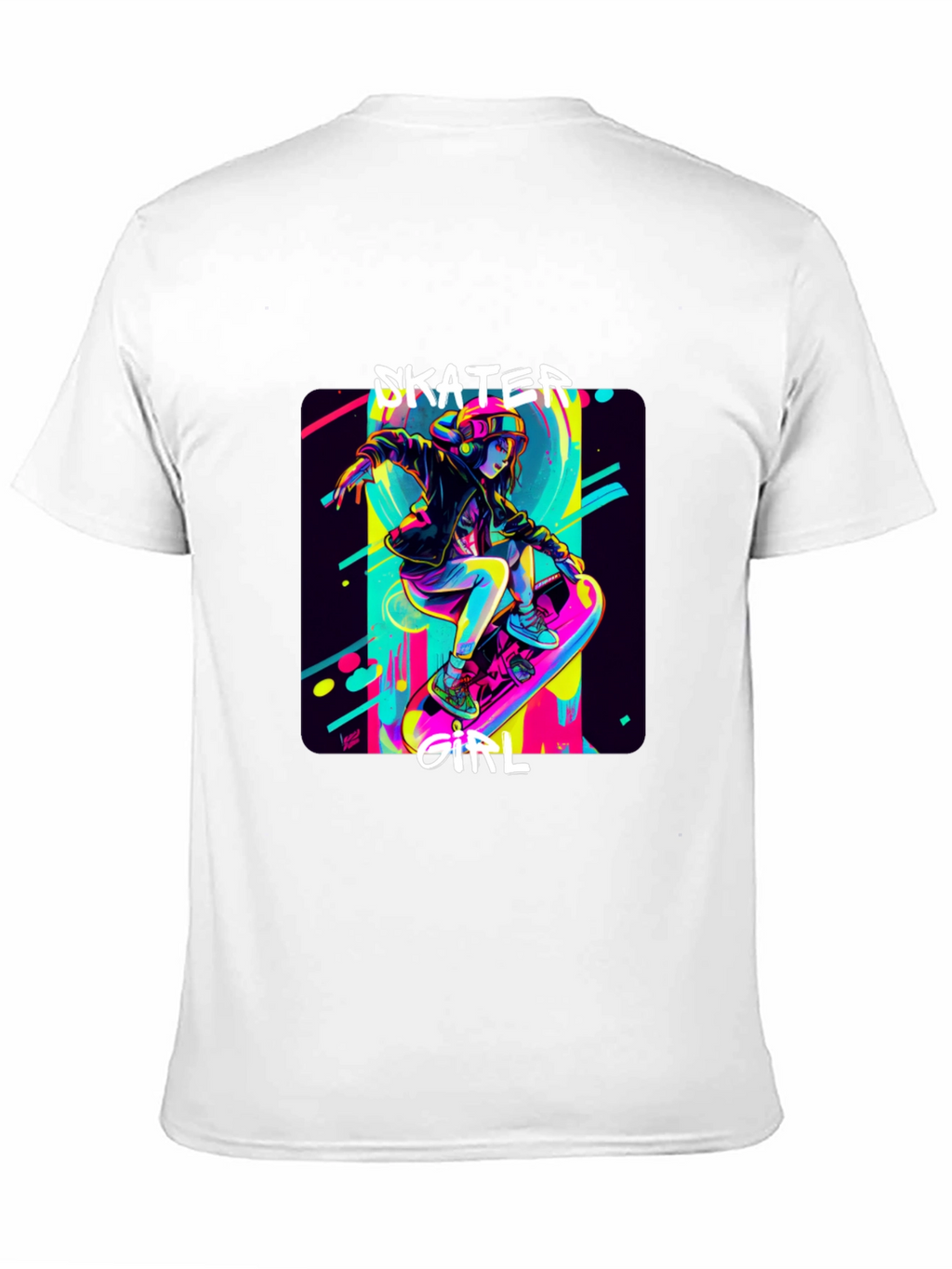 Skater Girl Graphic Tee - Black Cotton T-Shirt