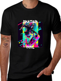 Skater Girl Graphic Tee - Black Cotton T-Shirt