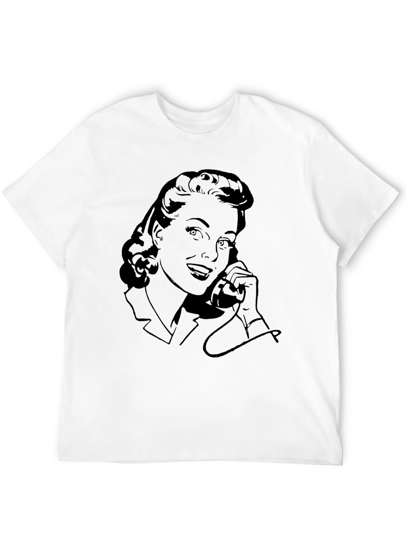 Retro Woman on Phone Graphic T-Shirt - Classic Style