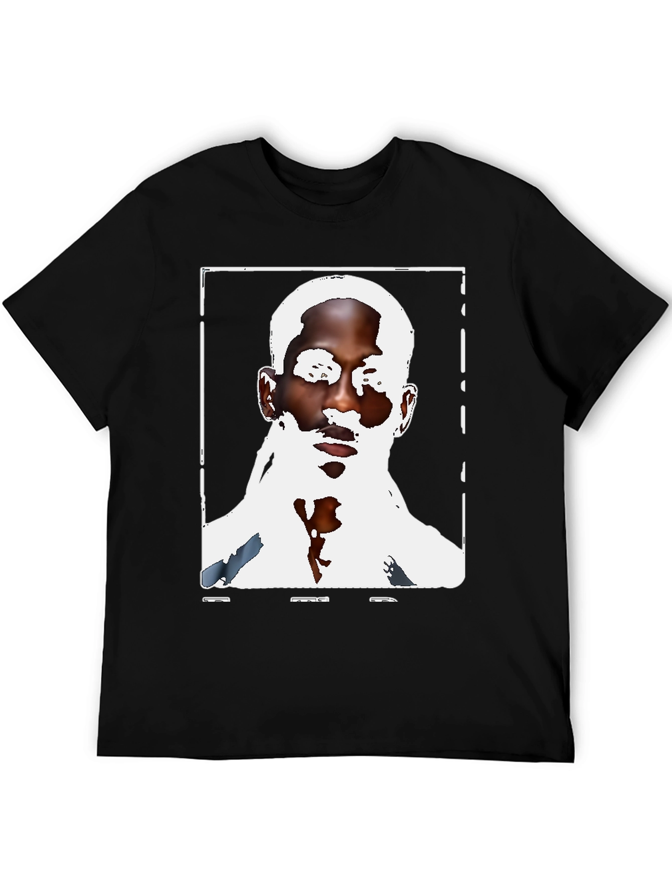 Black Graphic Tee - Mans Face Print