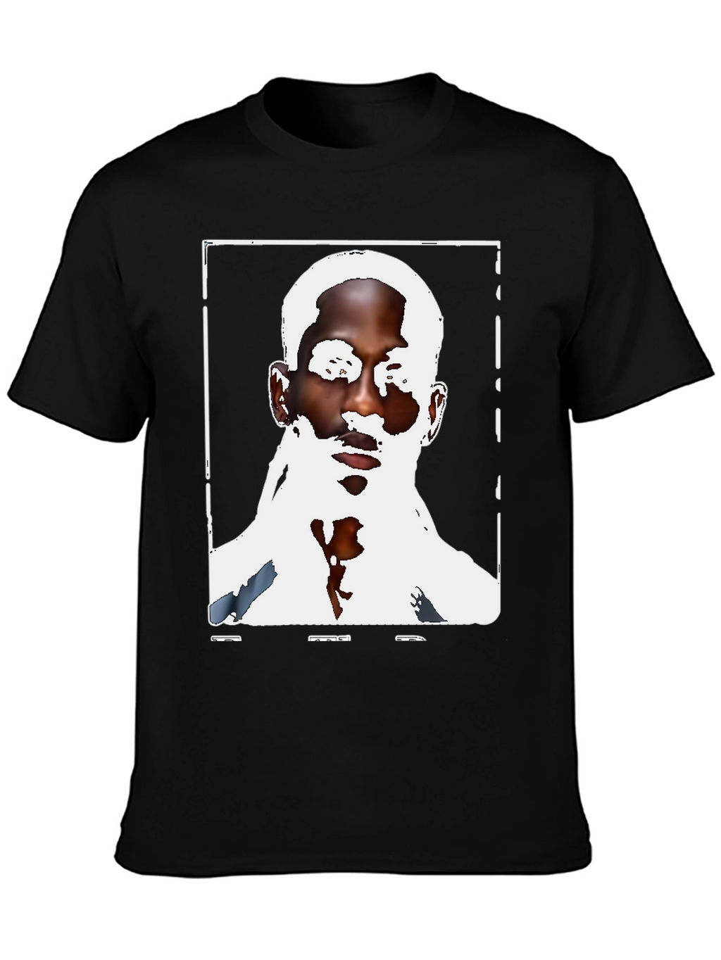 Black Graphic Tee - Mans Face Print