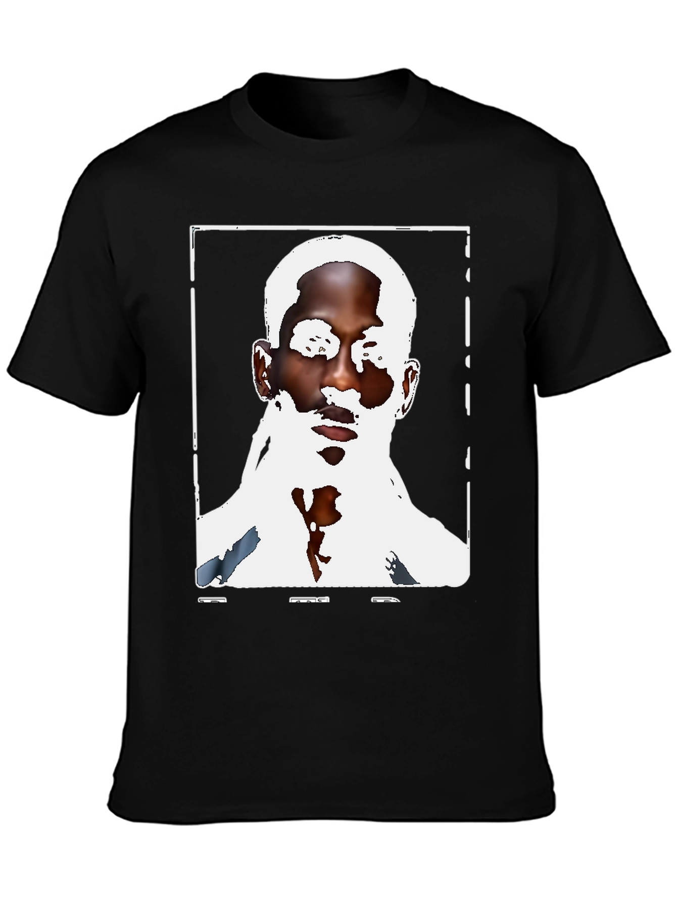 Black Graphic Tee - Mans Face Print