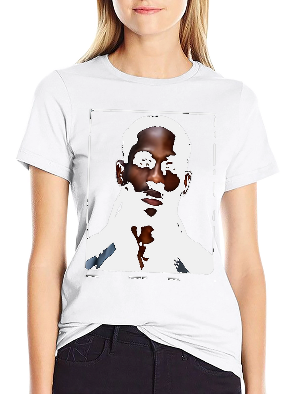 Black Graphic Tee - Mans Face Print