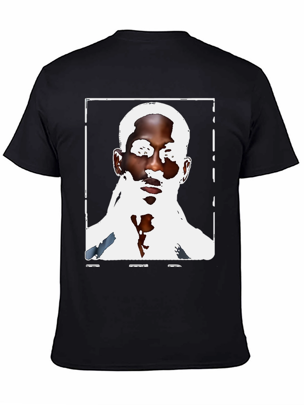 Black Graphic Tee - Mans Face Print