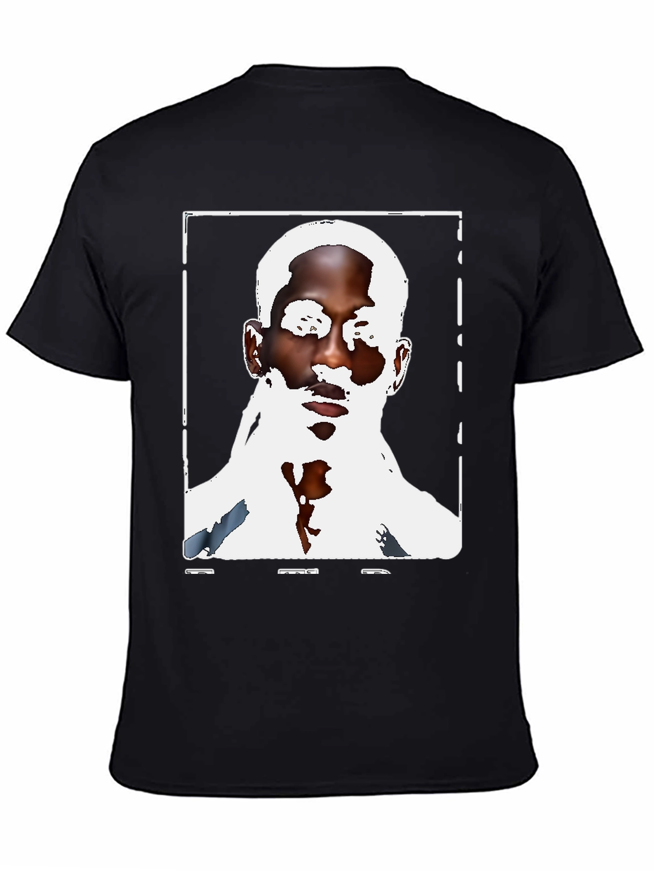Black Graphic Tee - Mans Face Print