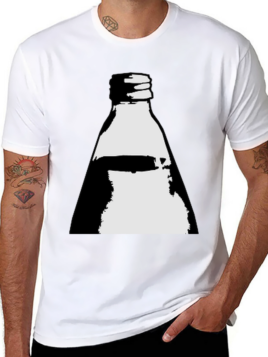 Bottle Graphic Tee - Black Cotton Blend