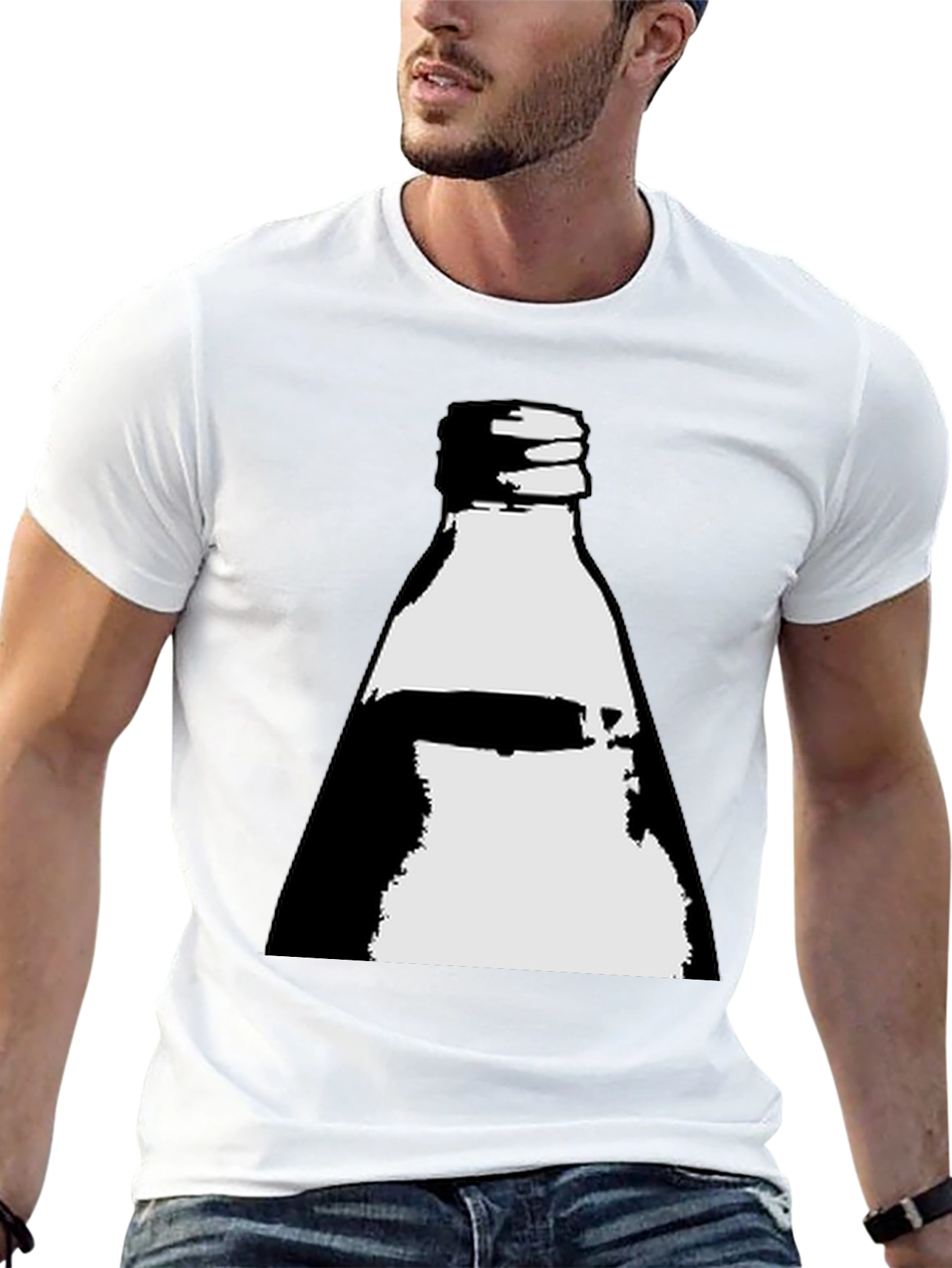 Bottle Graphic Tee - Black Cotton Blend