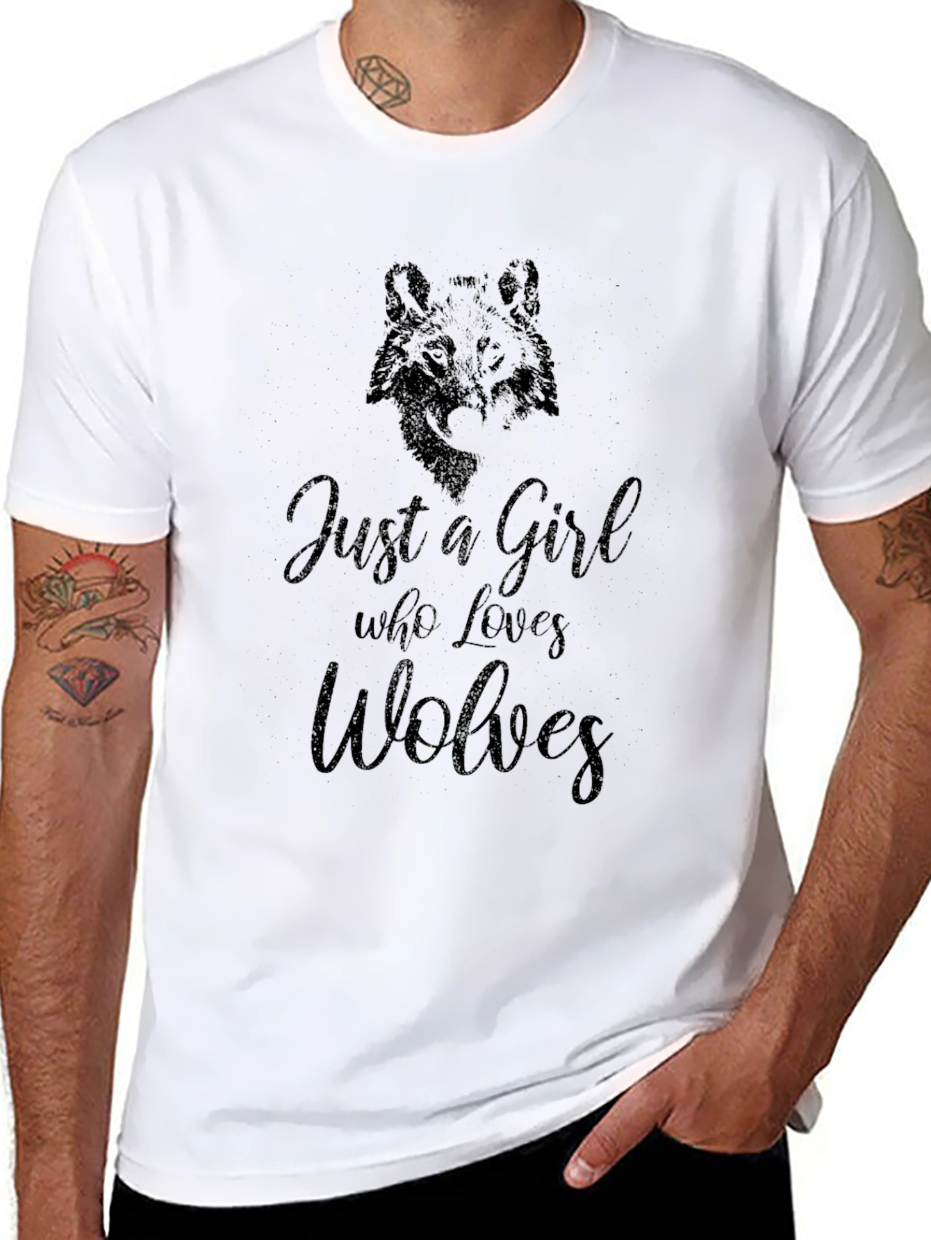Just A Girl Who Loves Wolves Black T-Shirt