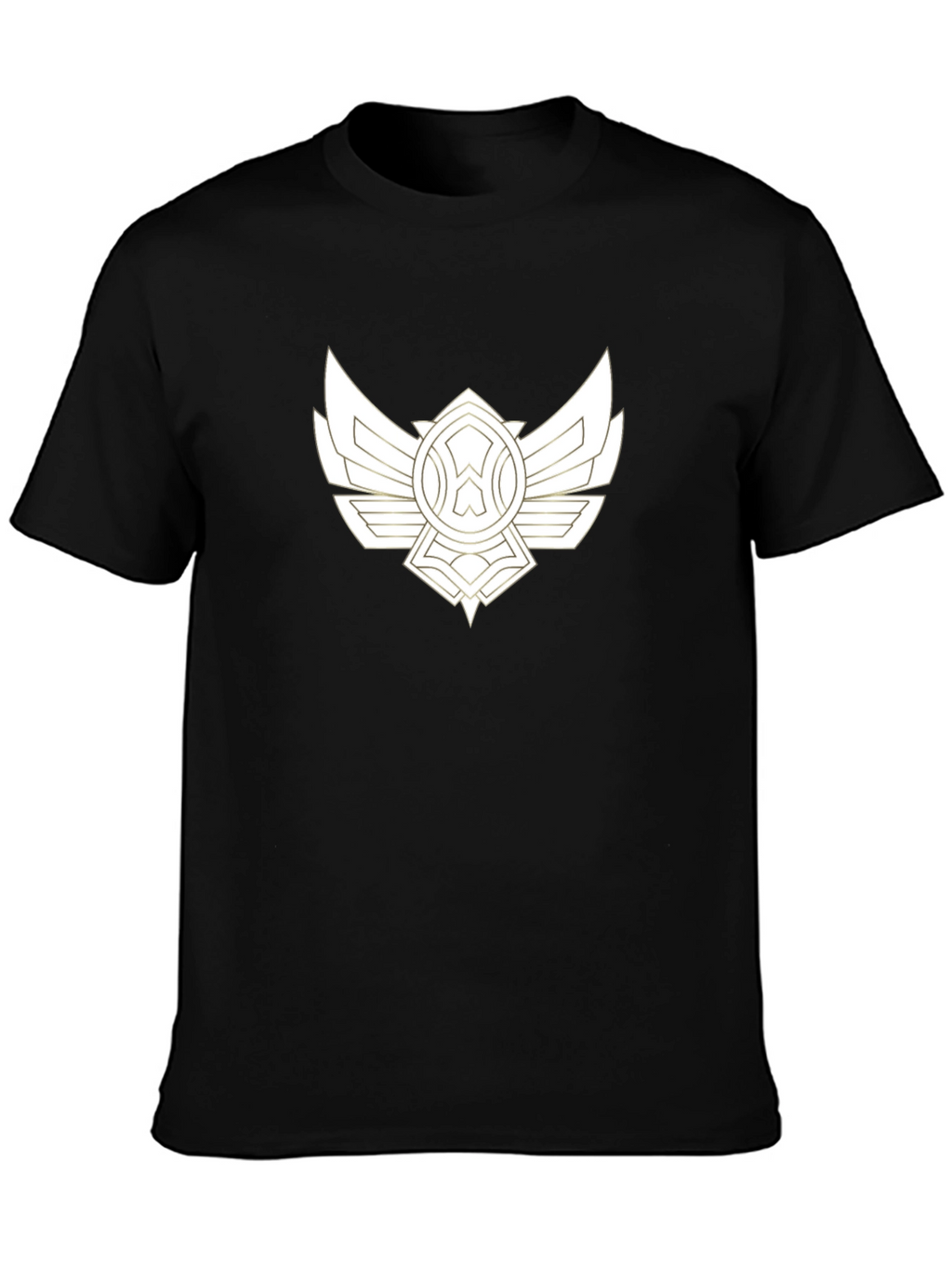 Black Tee with Artistic Gold Wing Design