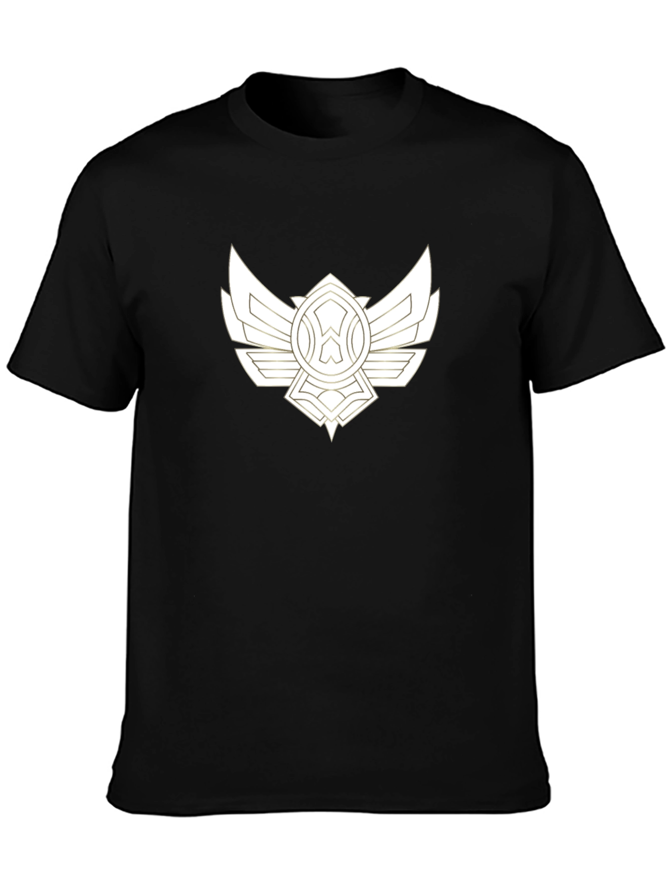 Black Tee with Artistic Gold Wing Design