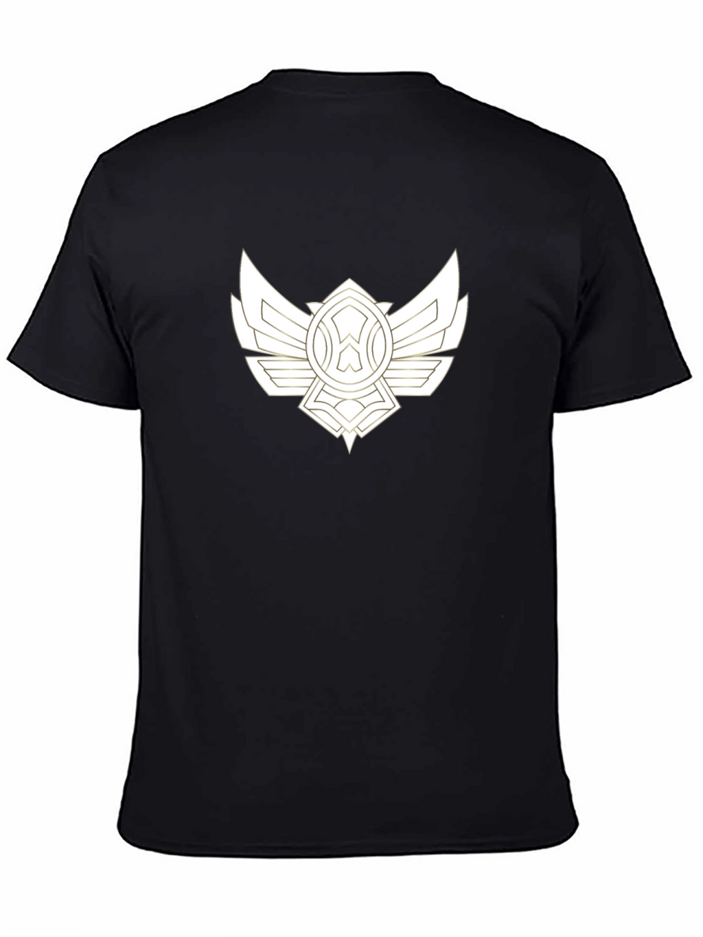 Black Tee with Artistic Gold Wing Design