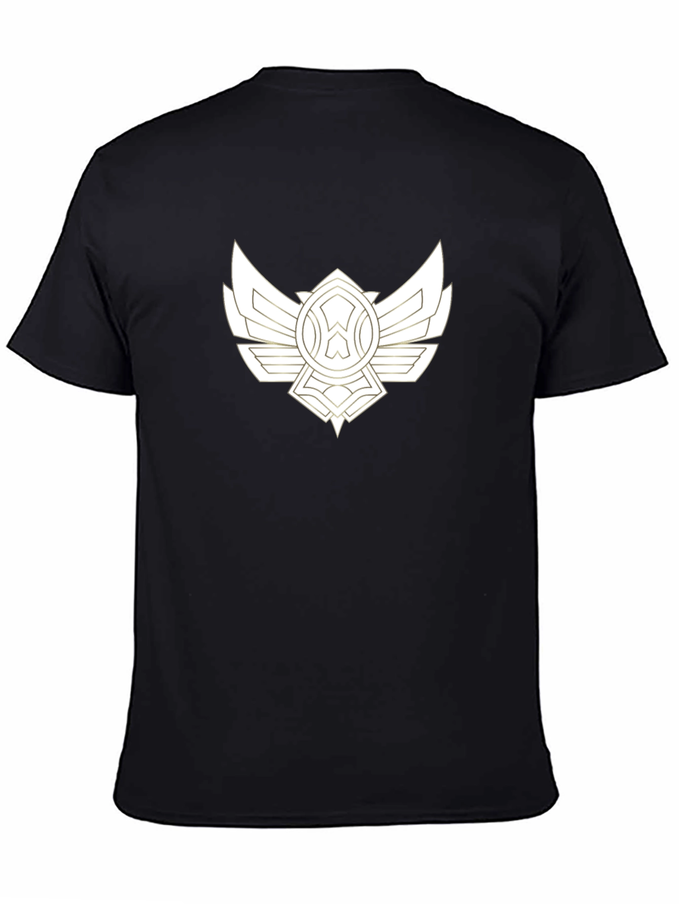 Black Tee with Artistic Gold Wing Design