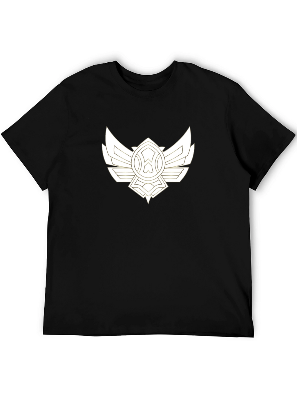 Black Tee with Artistic Gold Wing Design