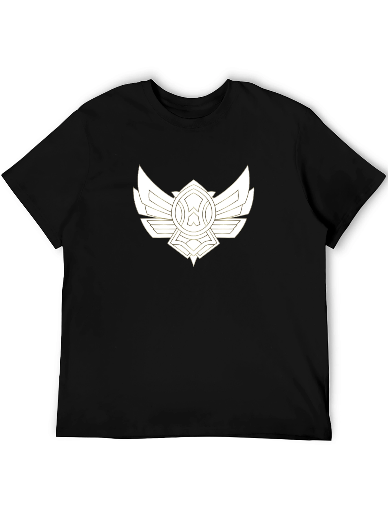 Black Tee with Artistic Gold Wing Design
