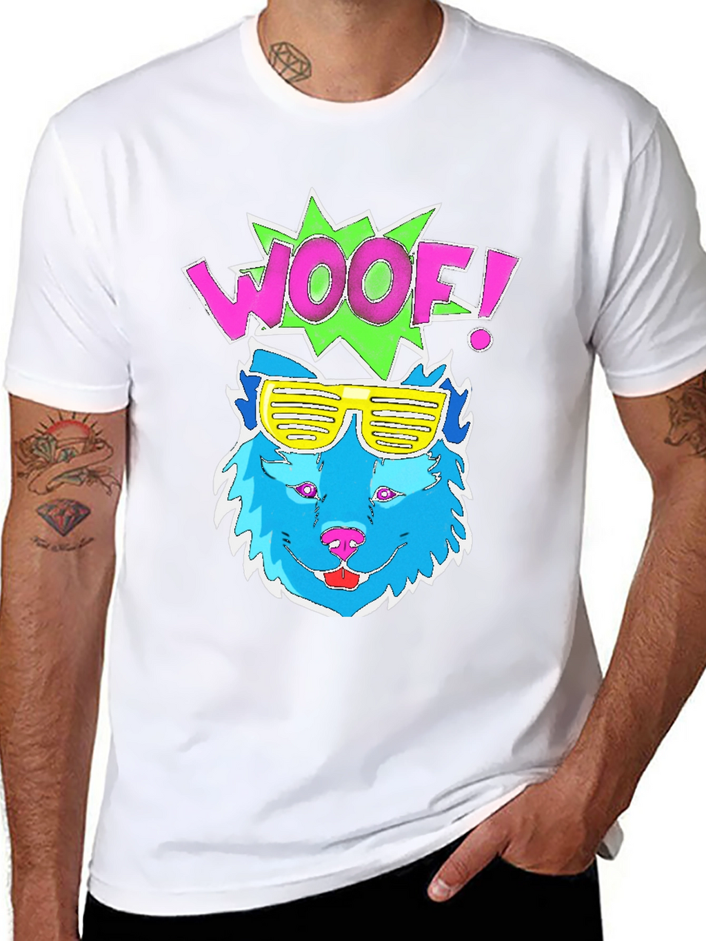 Woof! Dog Graphic Tee - Cool Shades