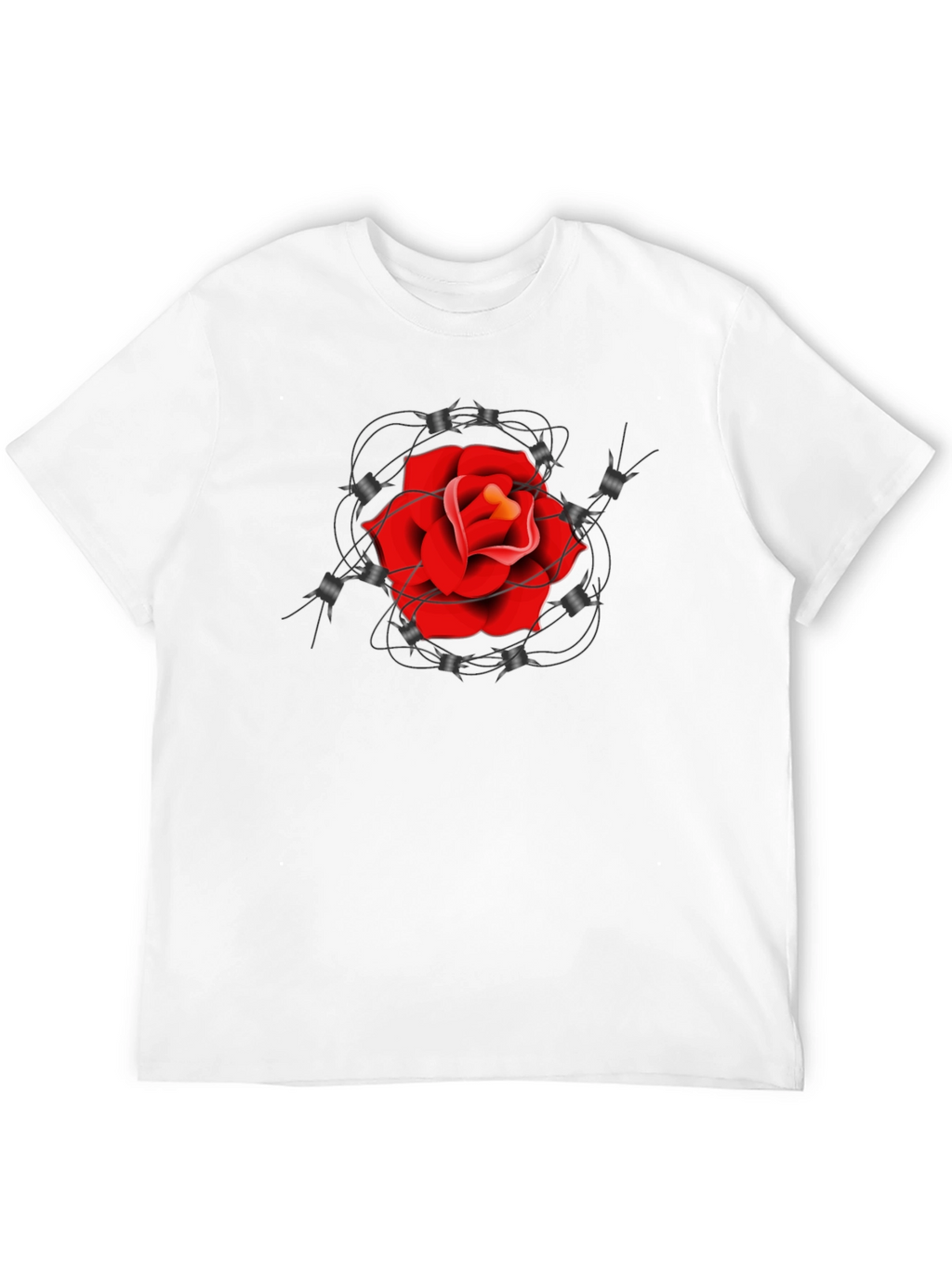 Rose and Barbed Wire Graphic Tee - Classic Black