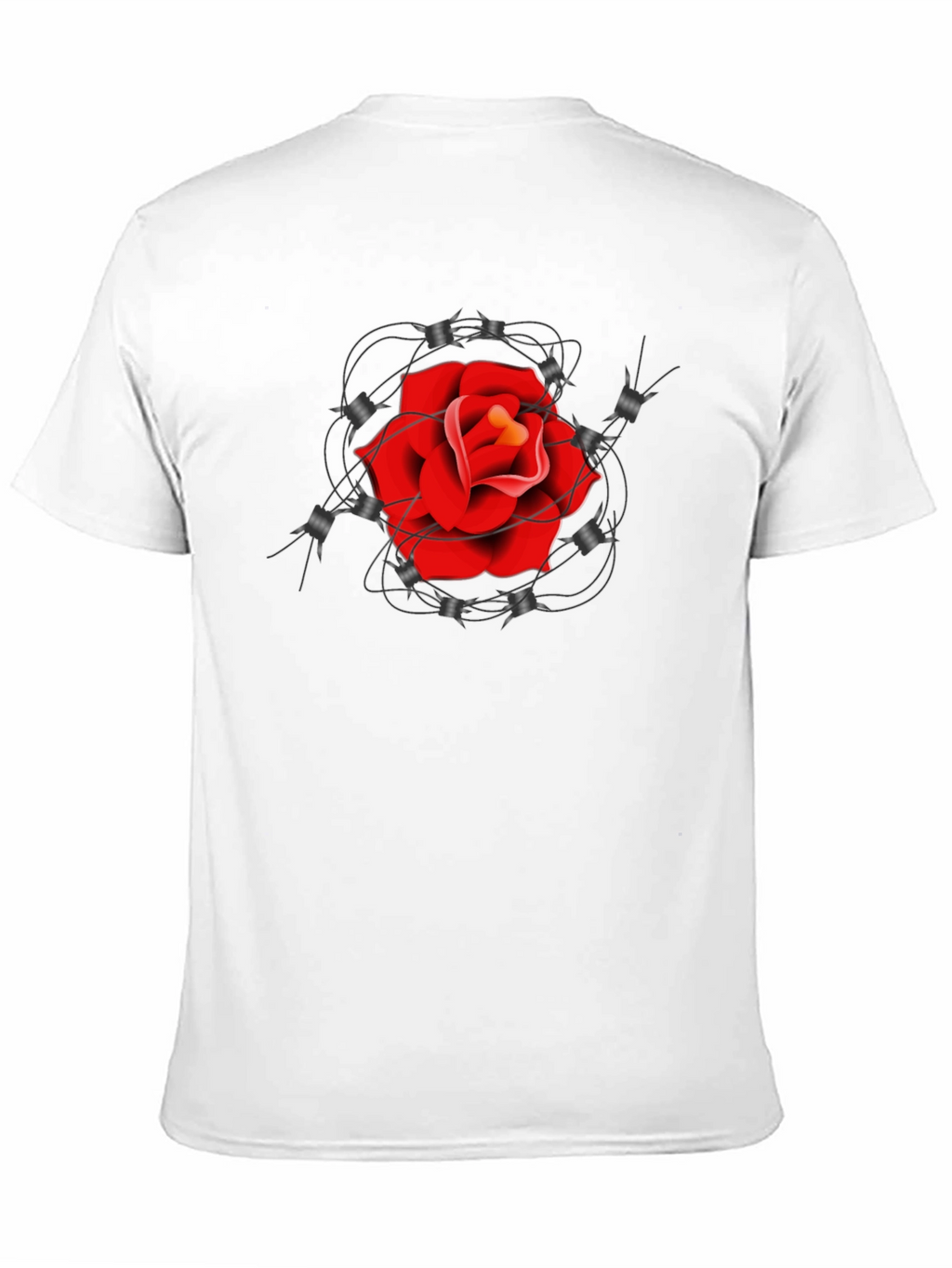 Rose and Barbed Wire Graphic Tee - Classic Black