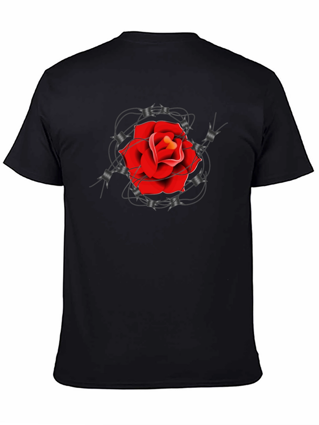 Rose and Barbed Wire Graphic Tee - Classic Black