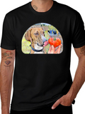 Dog Licking Tomato Graphic T-Shirt