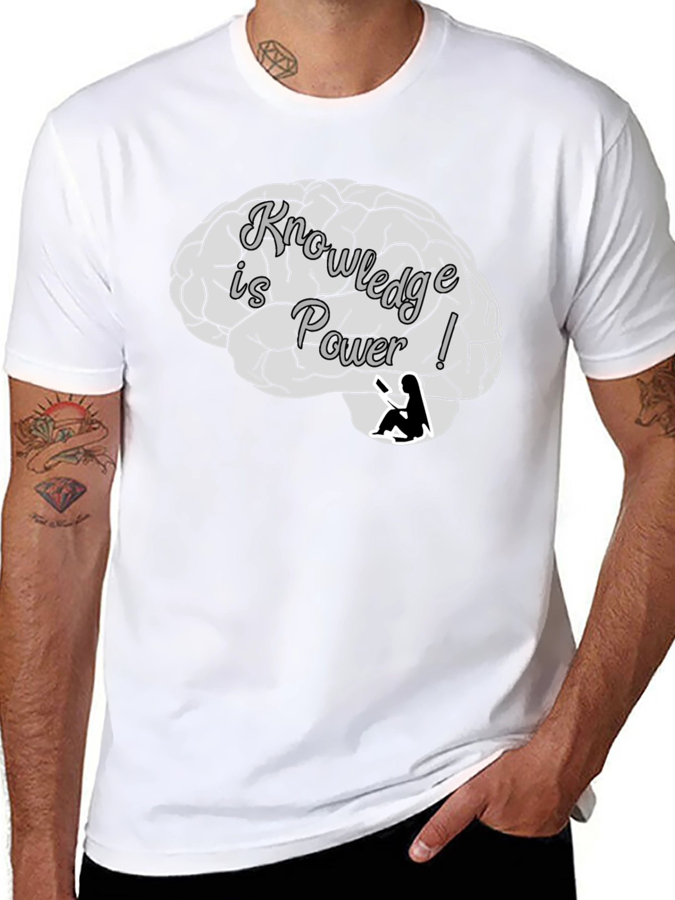 Knowledge is Power Brain Graphic T-Shirt