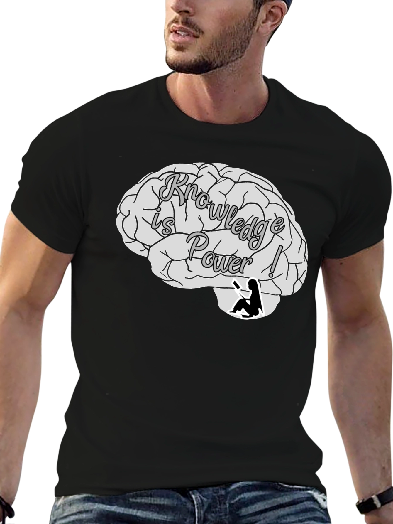 Knowledge is Power Brain Graphic T-Shirt